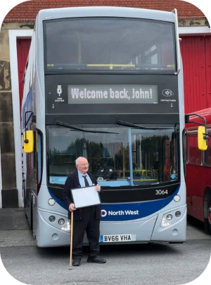 John Crichton at the Queens Road depot in Manchester