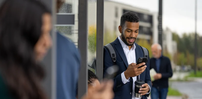 Man waiting at bus stop